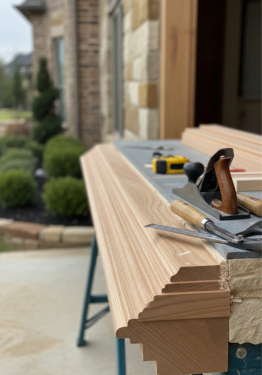 Close-up of professional home improvement work on a Highland Village property, showing quality craftsmanship suited to upscale homes.