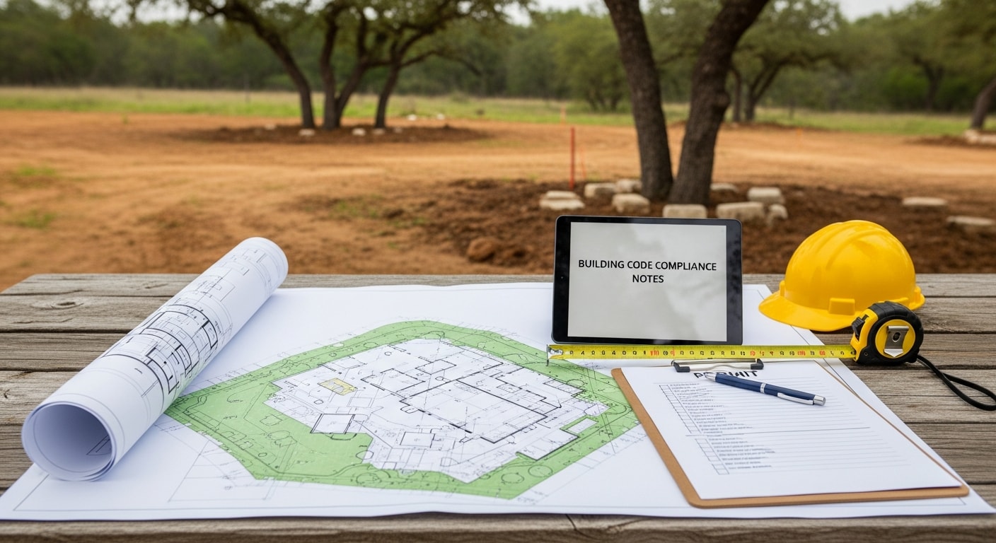 A general contractor reviewing construction plans with a property owner at a Southlake residential build site. Blueprints and site documents are spread across a table during a pre-construction consultation meeting.